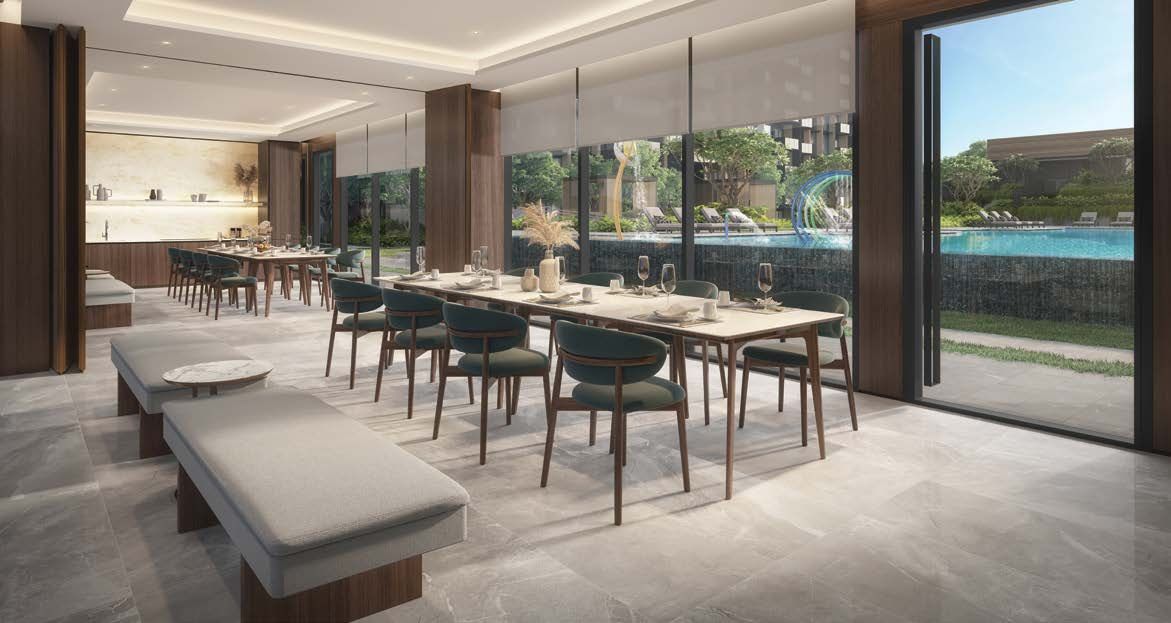 Artist's impression of a function room overlooking the pool